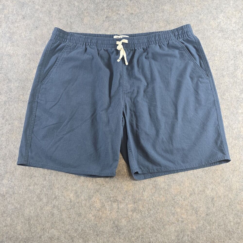Line of Trade Mens 2XL Linen Blend Drawstring Shorts Blue Pockets Casual Summer